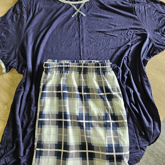 Blue  Plaid  Short  PJ's Set - Picture 2 of 4